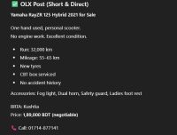 Yamaha RayZR 125 Hybrid 2021 for Sale