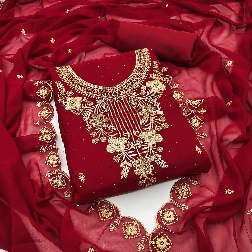 Heavy Embroidery Georgette 4-Piece | Party Wear Salwar Kameez Set